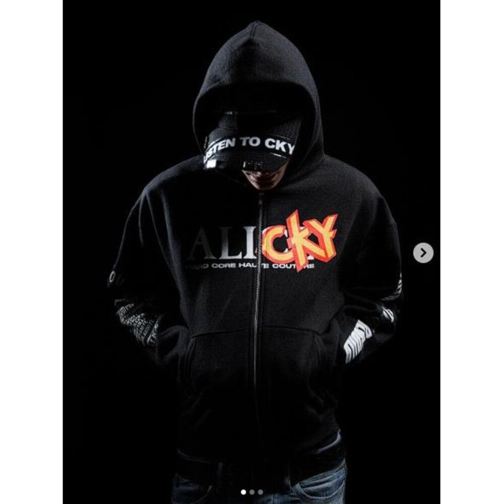 CKY BY ALICE Men's Black Graphic Zip Hoodie Size L